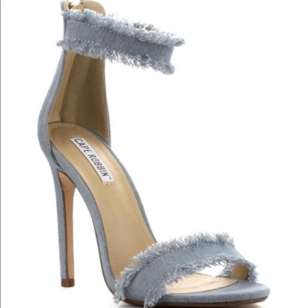 Baby blue denim heels